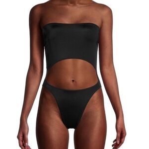 Norma Kamali Black Strapless Cut Out MonokiniOne Piece Swimsuit